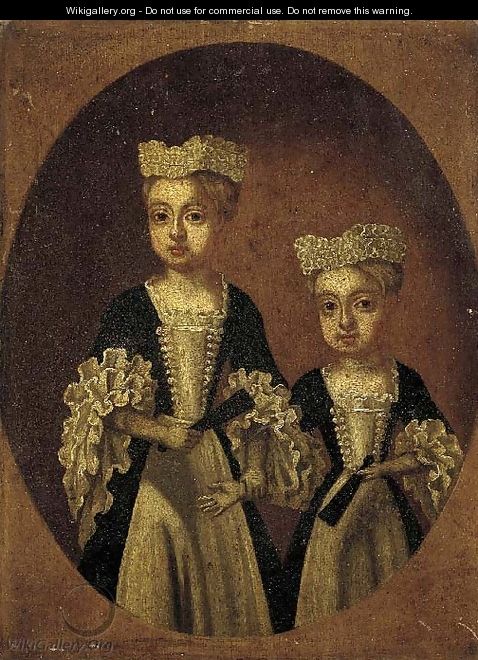 Portrait of two sisters - English Provincial School