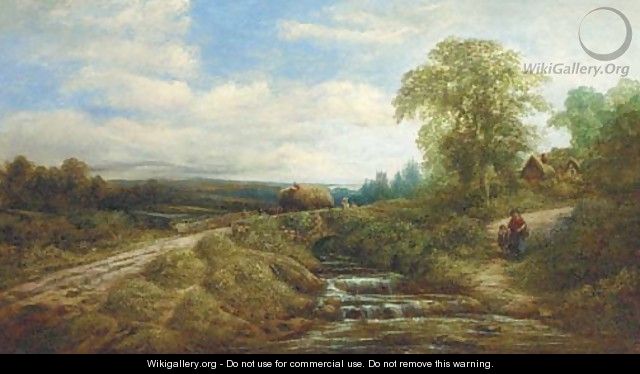 A haycart in a river landscape - Edwin L. Meadows