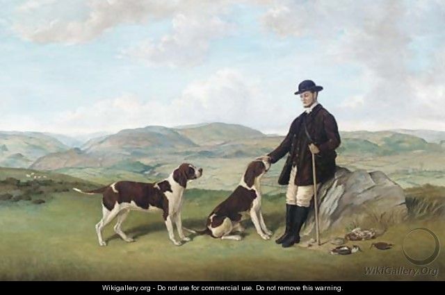A huntsman with pointers on a moor - Edwin Frederick Holt