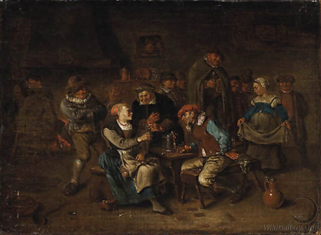 Peasants merry making in a Tavern - Egbert van, the Younger Heemskerck