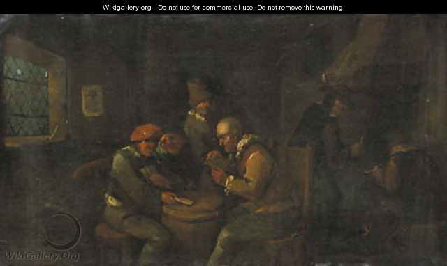Boors, playing at cards in an inn - Egbert van, the Younger Heemskerck