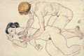 Zwei Frauenakte, liegend und kniend (Die Freundinnen) - Egon Schiele