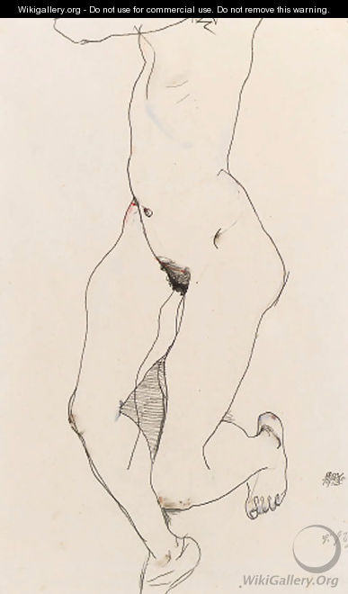 Prostrate Female Nude - Egon Schiele