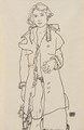 Madchenakt mit pelzbesetztem Mantel - Egon Schiele