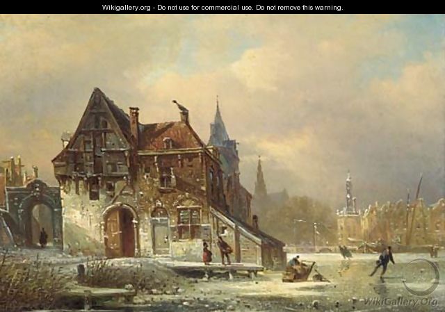 Winteransicht und kirche zu Haarlem - Elias Pieter van Bommel