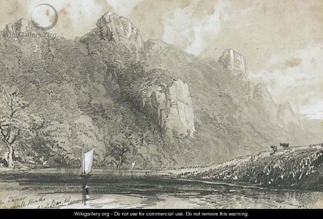 Morwell Rocks on the River Tamar - Edward Lear
