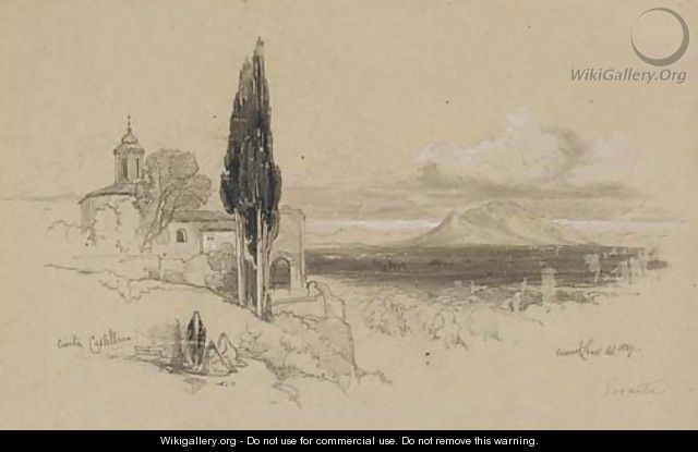 View of Civita Castellana with Mount Soracte in the distance - Edward Lear