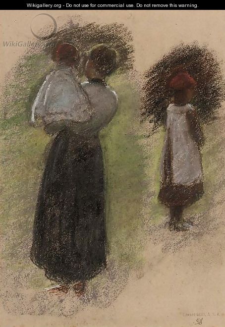 Study of a woman and two children - Edward Stott