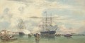 The Arrival of Otho, ex-King of Greece, at Venice, 29th October, 1862, in H.M. Corvette 'Scylla', 21 guns, Captain Rowley Lambert - Edward William Cooke