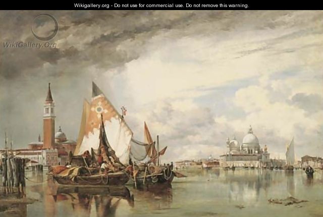 San Giorgio Maggiore and the Salute, Venice, with Fishing Craft of Chioggia and the Lagune - Edward William Cooke
