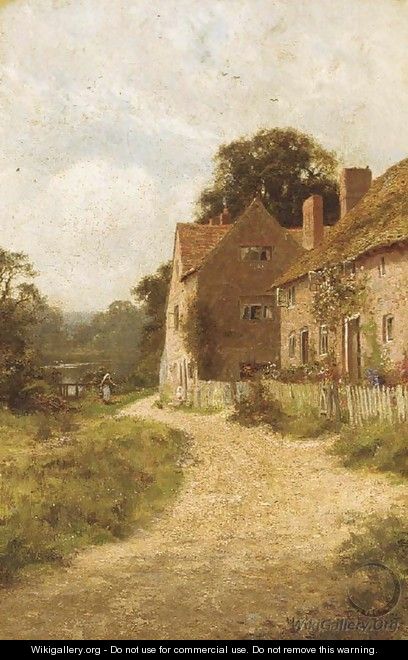 Sunlit cottages - Edward Wilkins Waite