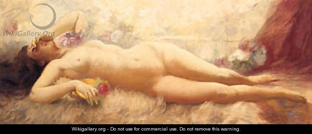 A Reclining Female Nude - Eduard Buchner