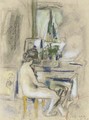 Nu assis devant la cheminee - Edouard (Jean-Edouard) Vuillard