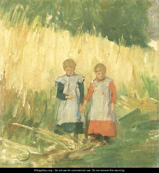 Sisters a walk through a field in summer - Eduard Frankfort