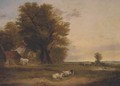 Sheep and cattle in a summer landscape - Edward Charles Williams