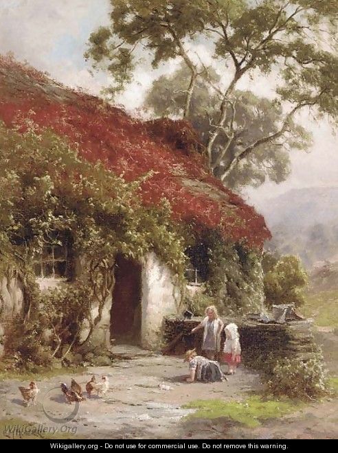 A game outside the cottage - Edward Henry Holder