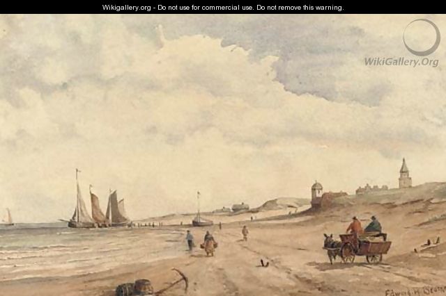On the beach at Scheveningen - Edward Henry Bearne