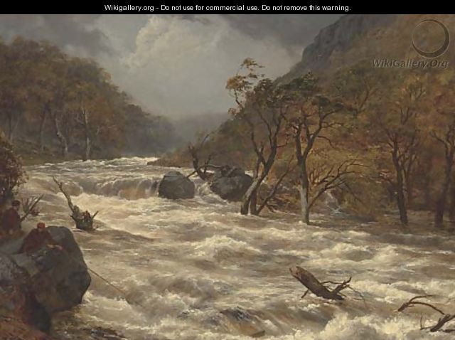 The Lludwy in full spate, North Wales - Edmund Gill