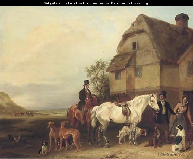 A sporting party outside a house - Edmund Bristow