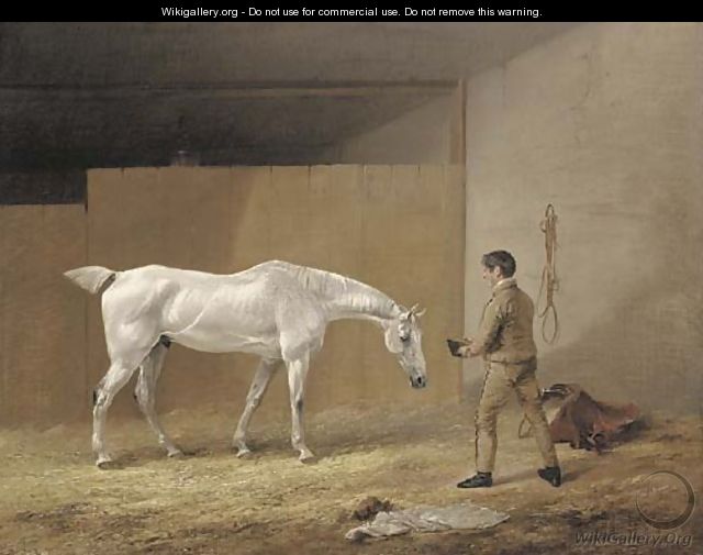 A grey hunter and stableboy - Edmund Bristow