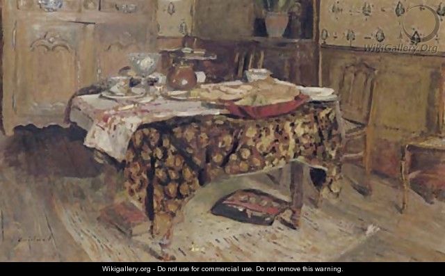 La table mise, rue Truffaut - Edouard (Jean-Edouard) Vuillard