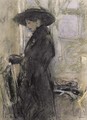 Jeune femme de profil avec un large chapeau noir - Edouard (Jean-Edouard) Vuillard