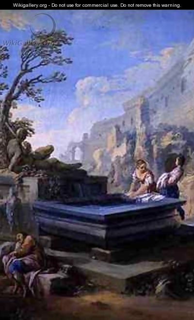 Washerwomen at a Classical Fountain - Pietro Bianchi