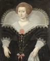 A Portrait Of A Lady, Three-Quarter Length, Wearing A Black Dress And White Lace Collar 2 - (after) Frans, The Elder Pourbus