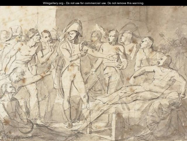 Study for Napoleon putting Marie-Luise and the king of Rome under the protection of national guard on 23 February 1814 - (after) Antoine-Jean Gros