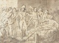 Study for Napoleon putting Marie-Luise and the king of Rome under the protection of national guard on 23 February 1814 - (after) Antoine-Jean Gros