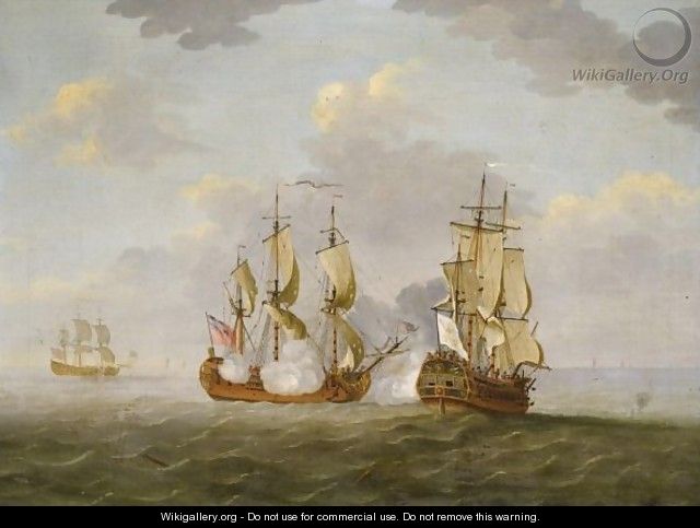 An Action Between English And French Vessels - Francis Swaine