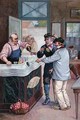 The Aperitif Hour at the Cafe, postman playing dice with a peasant - Biliotti