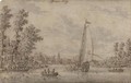 A States Yacht And Smaller Vessels Approaching The Town Of Nieuwersluis - Abraham Storck