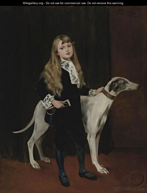 Young Girl With A Greyhound - Ferry (Beraton) Peratoner