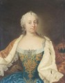 A Portrait Of Maria Theresa, Archduchess Of Austria, Empress Of The Holy Roman Empire, Queen Of Hungary And Bohemia (1717-1780), Seated Half Length, Wearing An Blue Satin Dress With A Gilt-Embroidered And White Lace Bodice And An Ermine Cloak - (after) Martin II Mytens Or Meytens