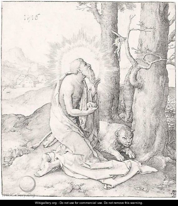St Jerome In The Desert (The New Hollstein 113) - Lucas Van Leyden