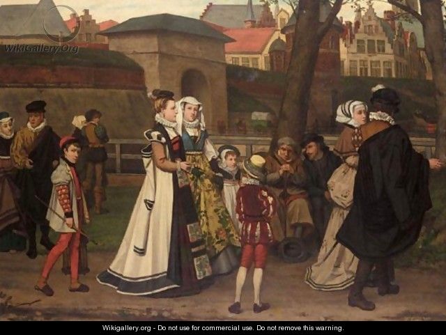 A Medieval Street Scene - Franz Kaspar Huibrecht Vinck
