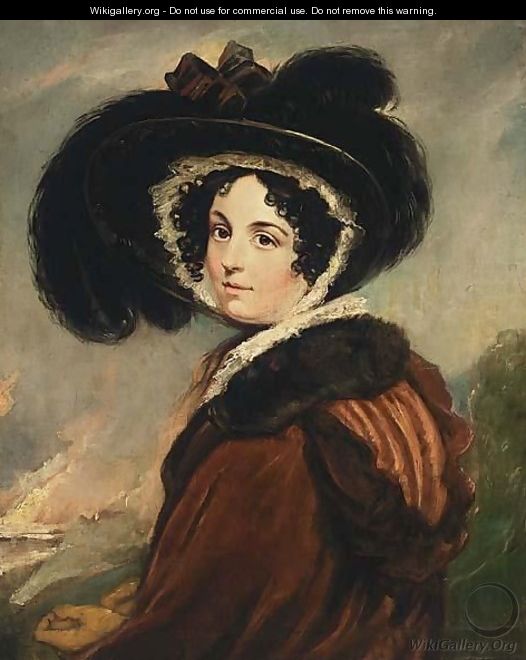 Portrait Of A Lady With A Hat, Said To Be Mrs Opie - (after) John Opie