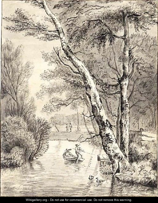 River Scene With A Couple In A Boat Near Large Trees - (after) Jan Van, The Younger Kessel