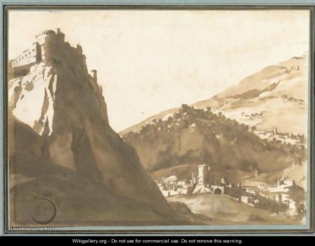 Hilly Landscape With A Fortified Town In The Foreground - Jan de Bisschop