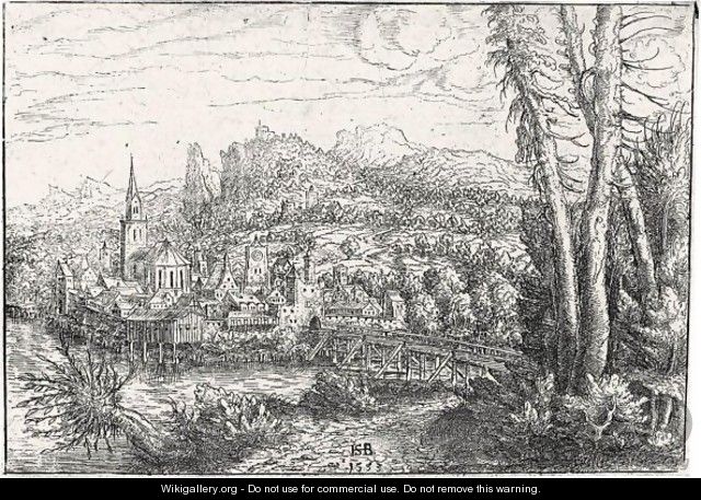 Landscape With A Castle Above A Village - Hanns Lautensack
