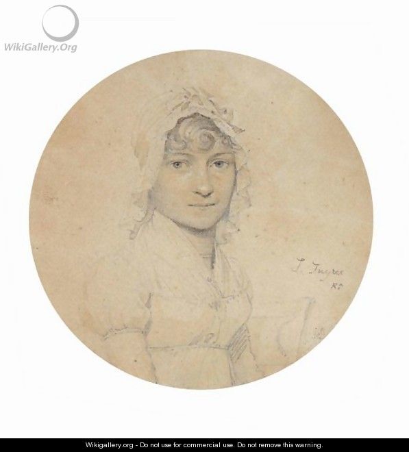 Portrait Of A Young Woman Wearing A Lace Bonnet - Jean Auguste Dominique Ingres