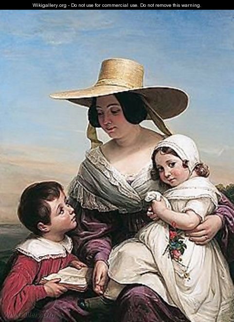 Madame Vinchon Et Ses Enfants - Auguste Jean-Baptiste Vinchon