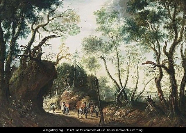 A Wooded Landscape With Horsemen And Travellers On A Path - Jan Wildens