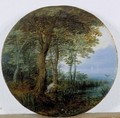 Hunters In A Wooded Landscape By A River - (after) Jan, The Younger Brueghel