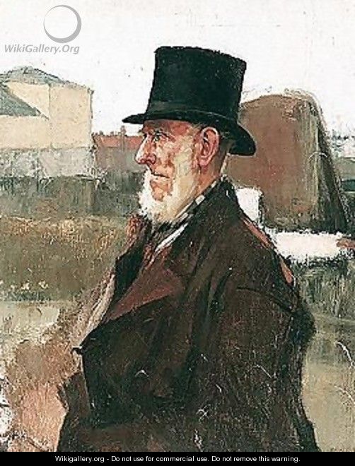 Portrait Of An Old Man Wearing A Top Hat - English School