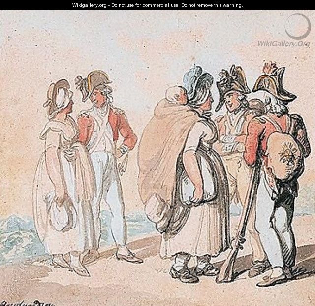Officers Conversing With Country Women - Thomas Rowlandson