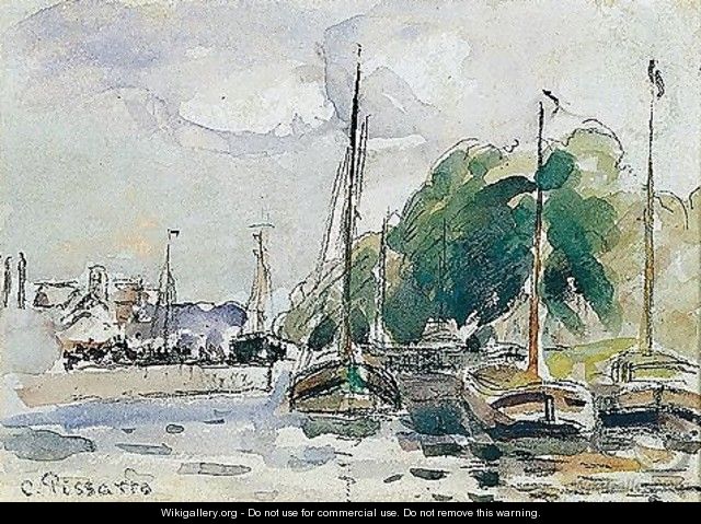 Bateaux A quai - Camille Pissarro