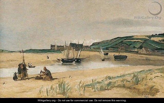 Plage De Sable Avec Bateaux Et Pecheurs (Sainte-adresse) - Jean-Baptiste-Camille Corot