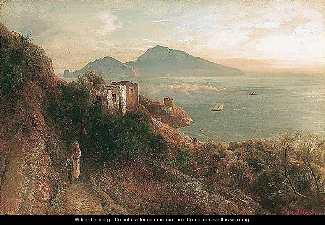 Blick Vom Kap Massa Auf Die Insel Capri (View From Cape Massa Towards Capri) - Oswald Achenbach